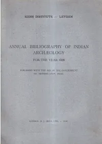 Annual Bibliography of Indian Archaeology1926193611å